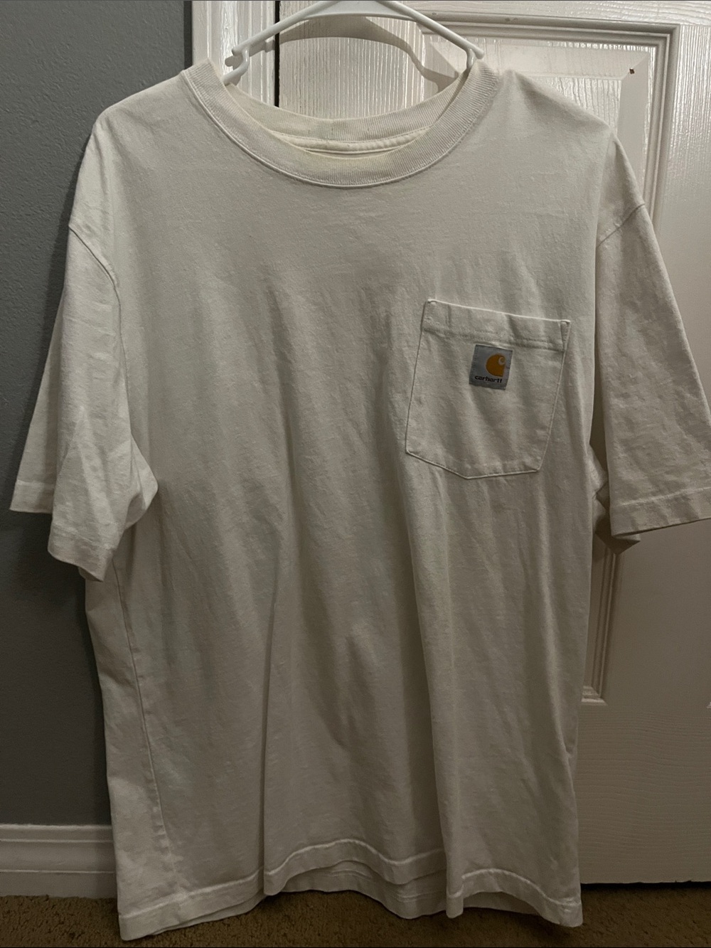 Carhartt Cream Short Sleeve Pocket Tee with Logo Patch